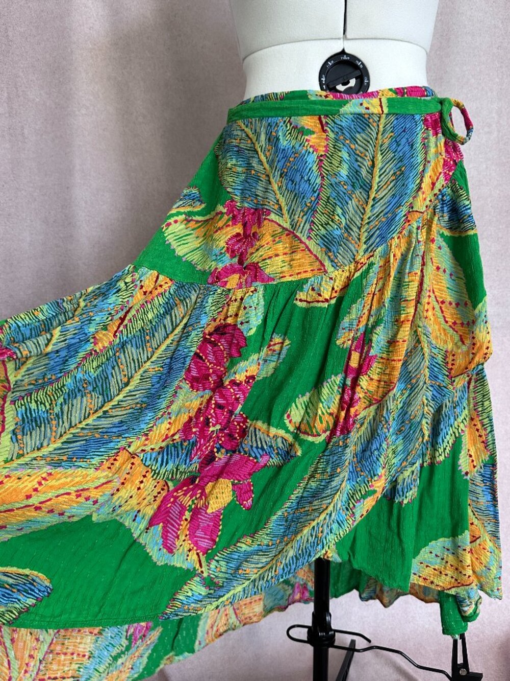 Cynthia Rowley L Green Tropical Wrap Skirt